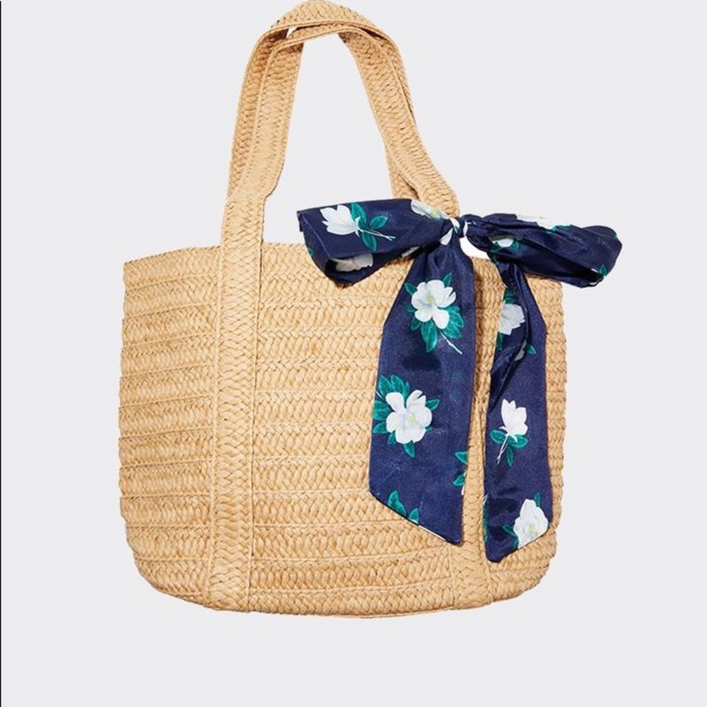 Draper James Straw Bag with Floral Scarf